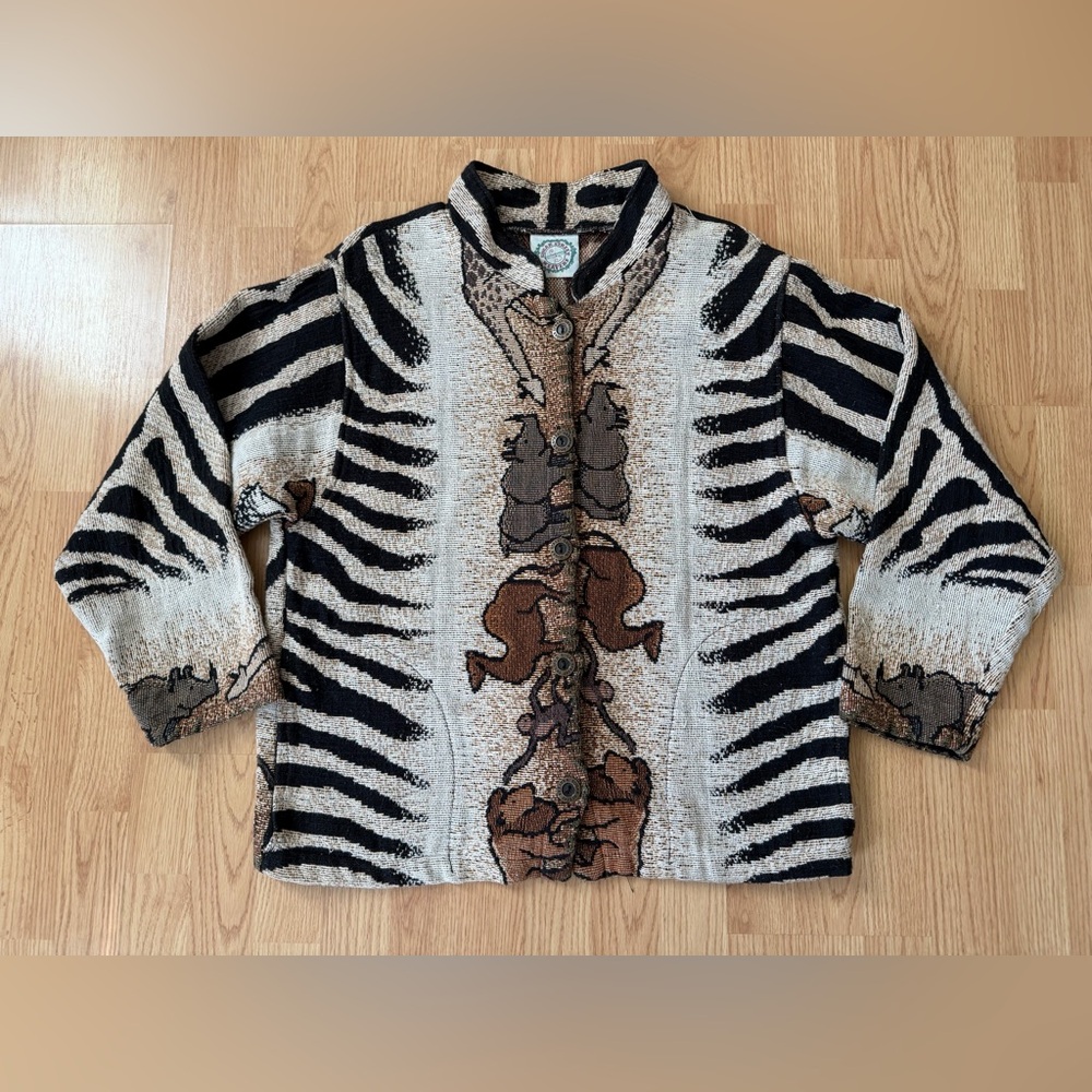 VTG Sugar Street Weavers Tapestry Jacket One Size GrannyCore CottageCore USA 90s